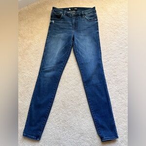 KUT High Rise Fab Ab Toothpick Skinny Jeans in Dark Blue Wash, Size 6